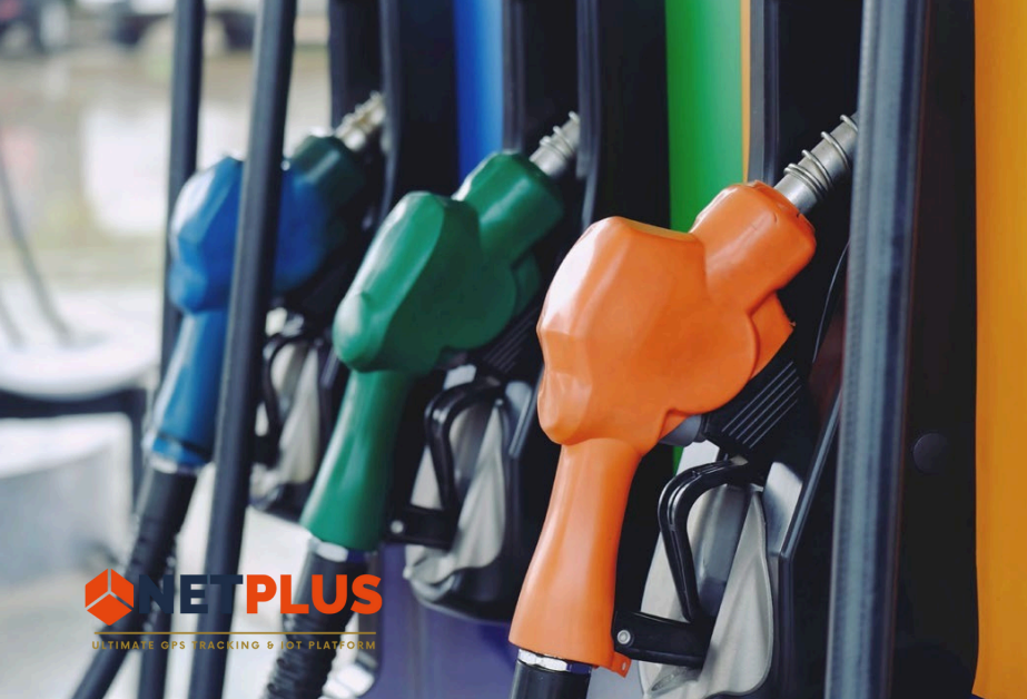 Fuel management dashboard from NetPlus by Netedge Telematics showing fuel levels and consumption data.