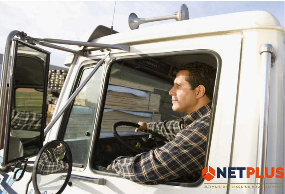 Driver behaviour monitoring dashboard from NetPlus by Netedge Telematics showing driving events and performance scores.