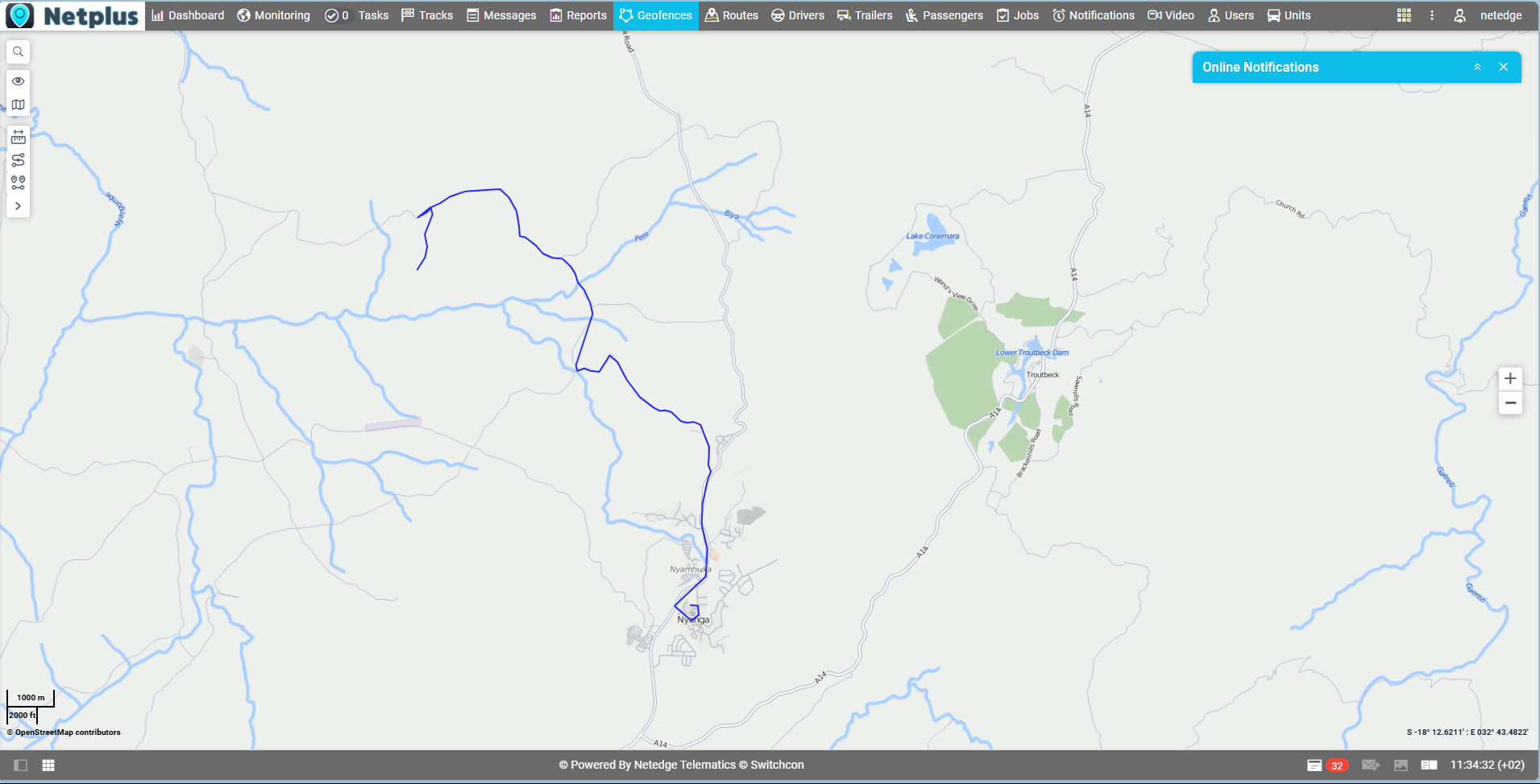Route optimization dashboard from NetPlus by Netedge Telematics showing the most efficient paths for fleet vehicles.