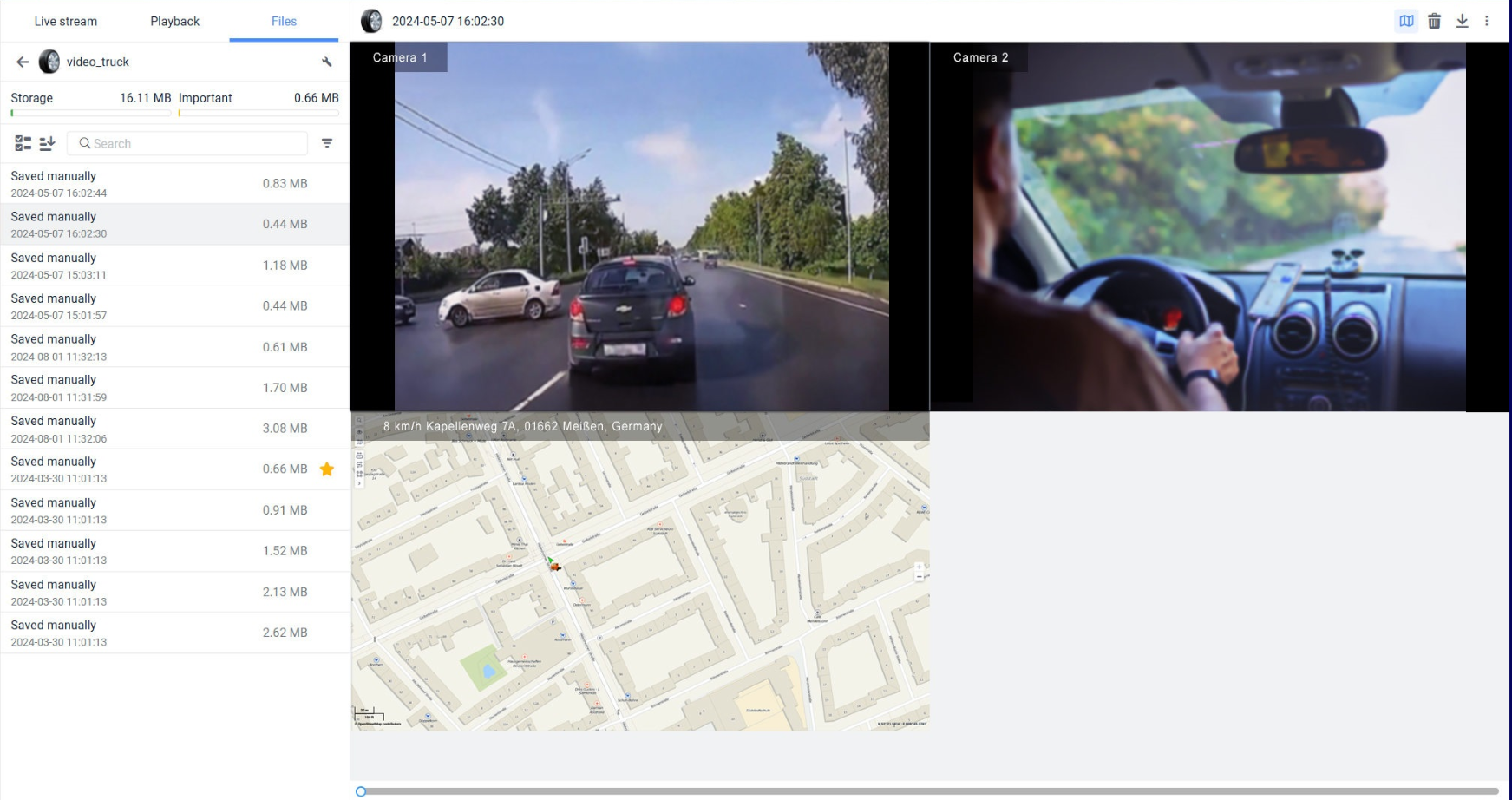 Video Telematics dashboard in NetPlus by Netedge Telematics displaying live and event-triggered camera footage from vehicles.